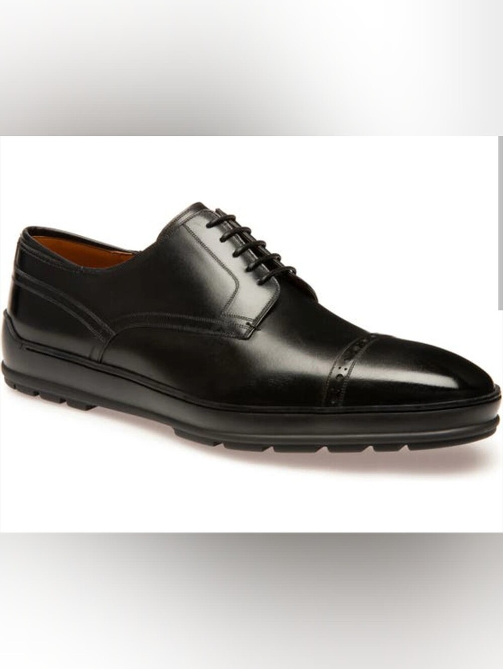 Bally Reigan Black Leather Cap-Toe Derby